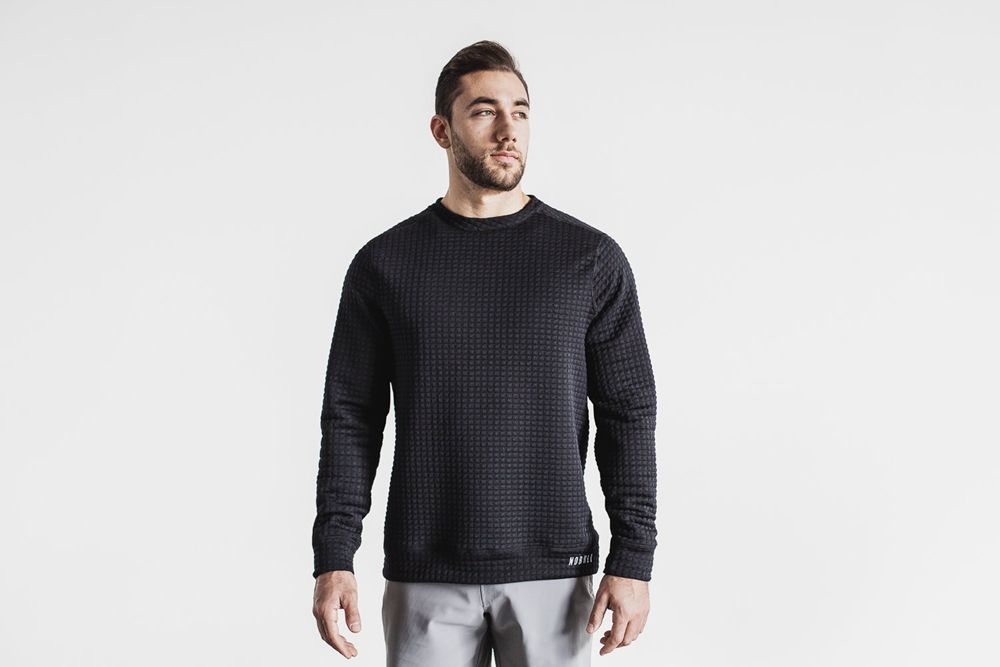 NOBULL Men's Quilted Crew Pullovers - Black - Ireland (1207HSTLR)